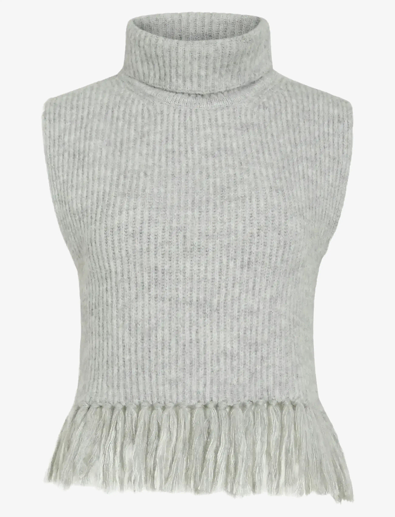 Vila - VIZARIAH HIGH NECK PONCHO/KA - knitted vests - light grey melange - 0