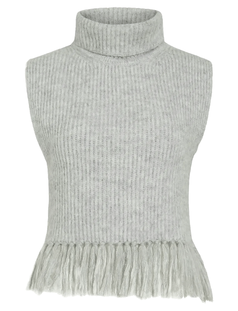 Vila - VIZARIAH HIGH NECK PONCHO/KA - strickwesten - light grey melange - 0