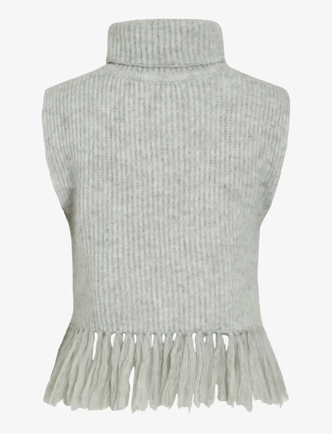 Vila - VIZARIAH HIGH NECK PONCHO/KA - knitted vests - light grey melange - 1