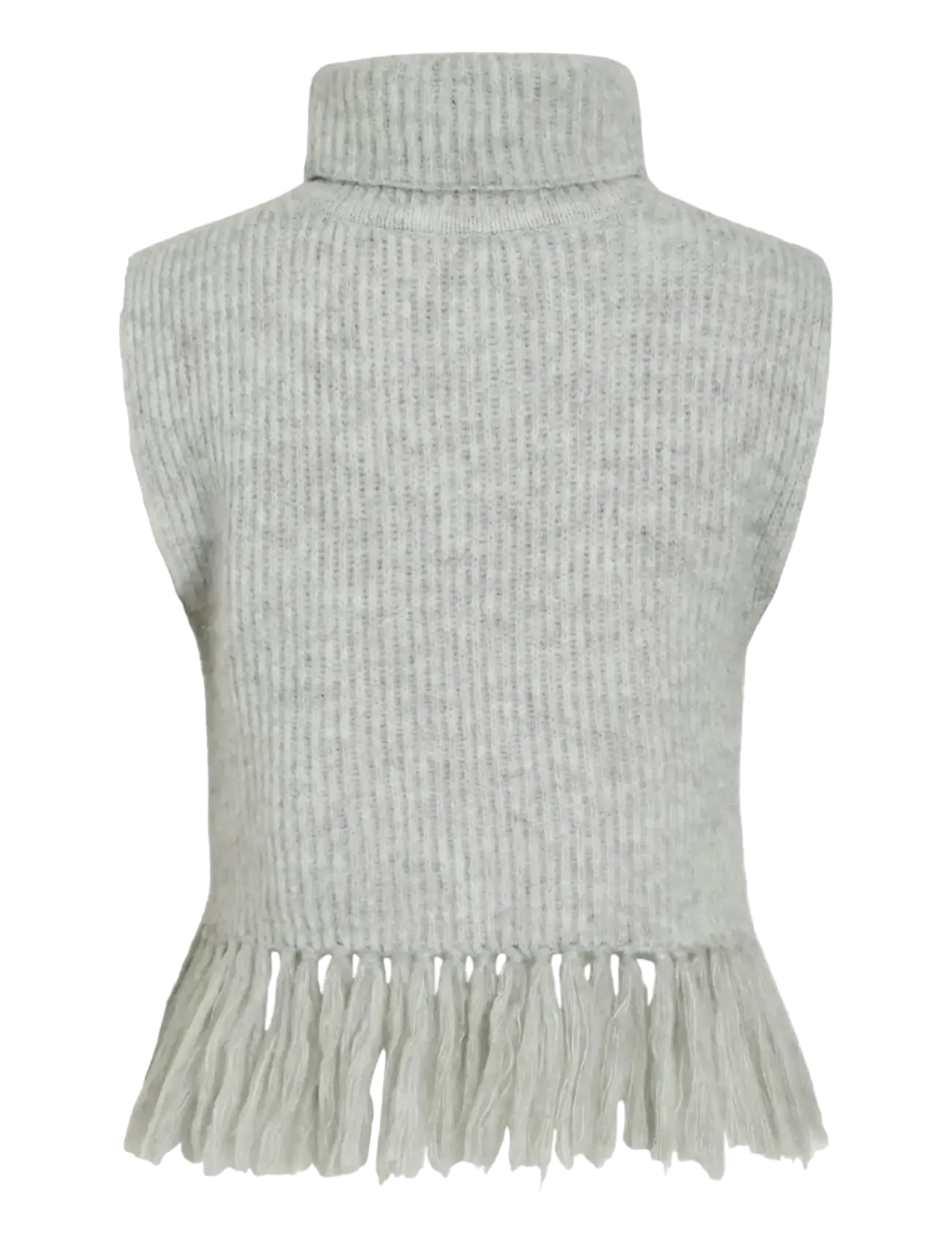 Vila - VIZARIAH HIGH NECK PONCHO/KA - stickade västar - light grey melange - 1