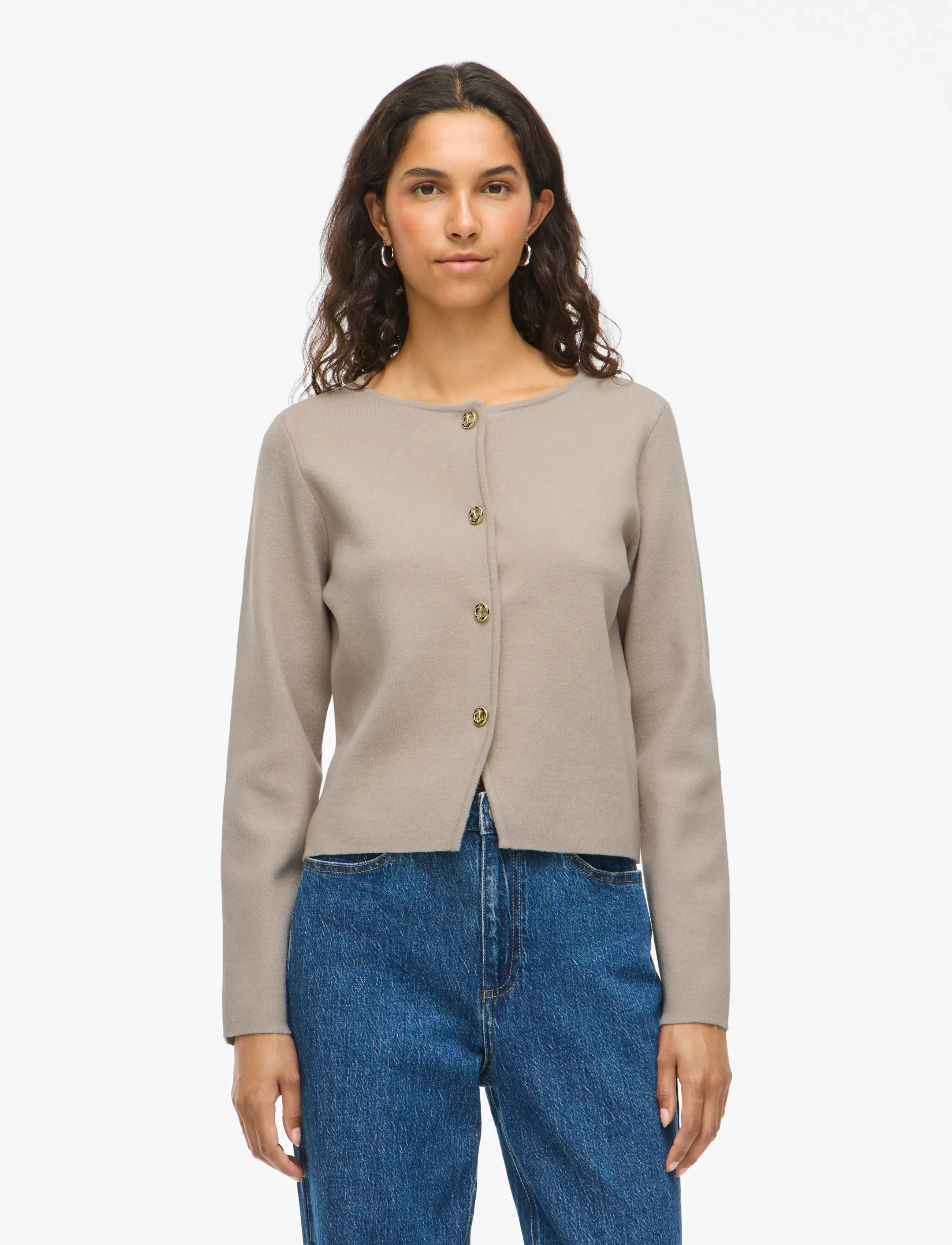Vila Vizarah L/S Cardigan/Ka, Kvinder, Cardigan Med Knapper, Cream, Str: XXL