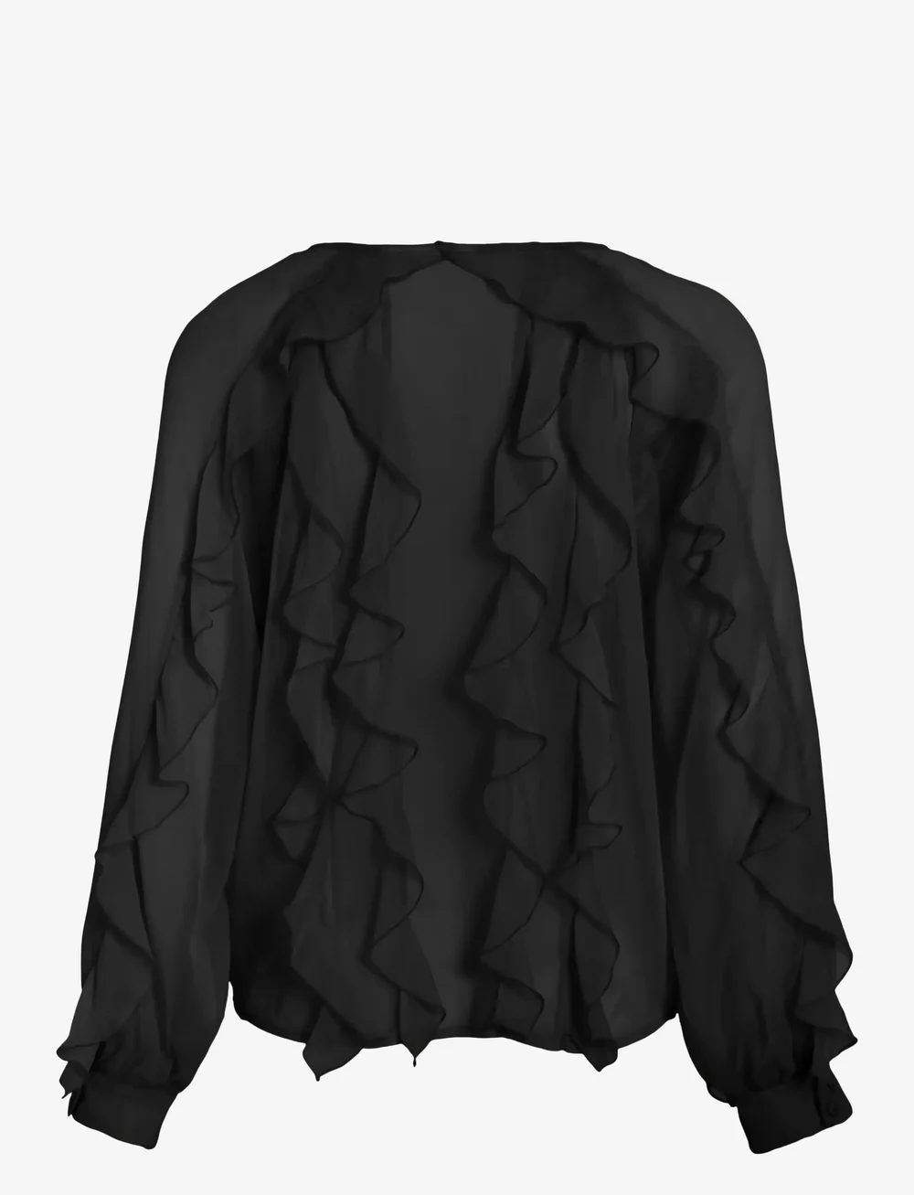 Vila - VIMITALLA V-NECK L/S FLOUNCE SHIRT - langærmede skjorter - black beauty - 1
