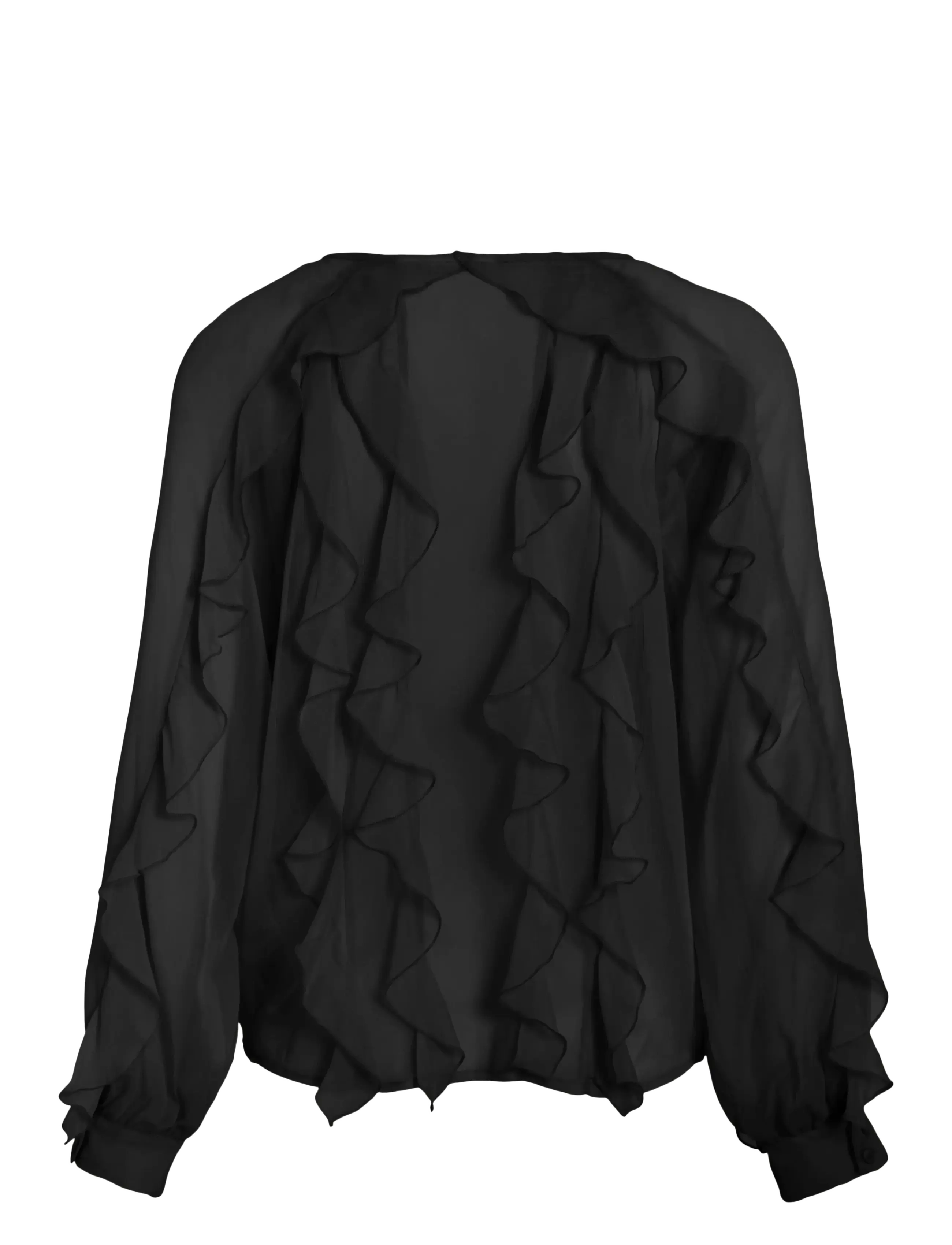 Vila - VIMITALLA V-NECK L/S FLOUNCE SHIRT - langærmede skjorter - black beauty - 1