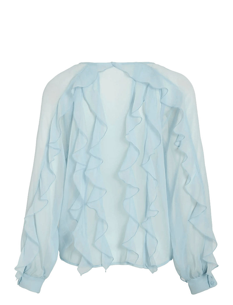 Vila - VIMITALLA V-NECK L/S FLOUNCE SHIRT - långärmade skjortor - winter sky - 1