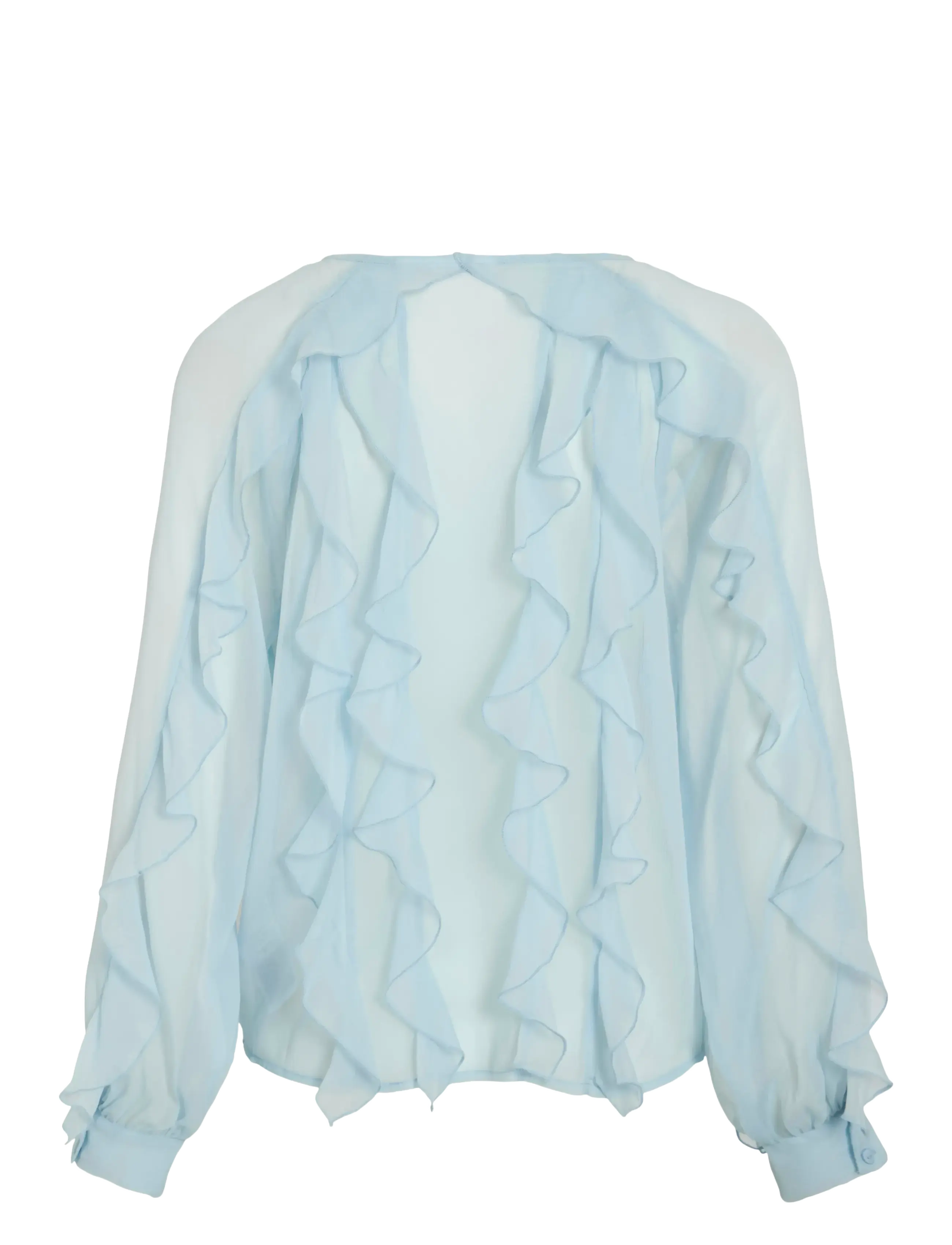 Vila - VIMITALLA V-NECK L/S FLOUNCE SHIRT - overhemden met lange mouwen - winter sky - 1