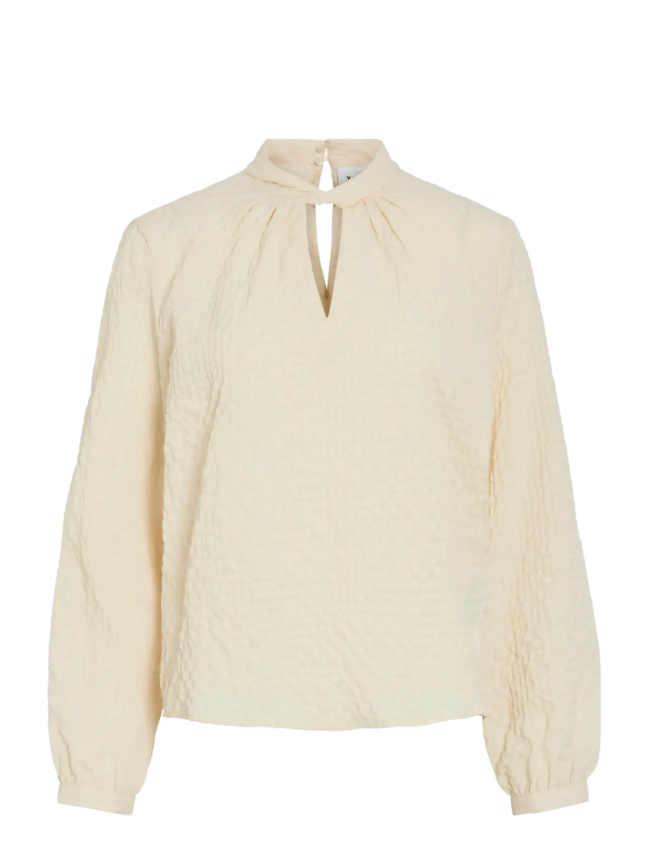 VILA Viveama L/S High Neck Oberteil/Pb Cream - 34 - Damen
