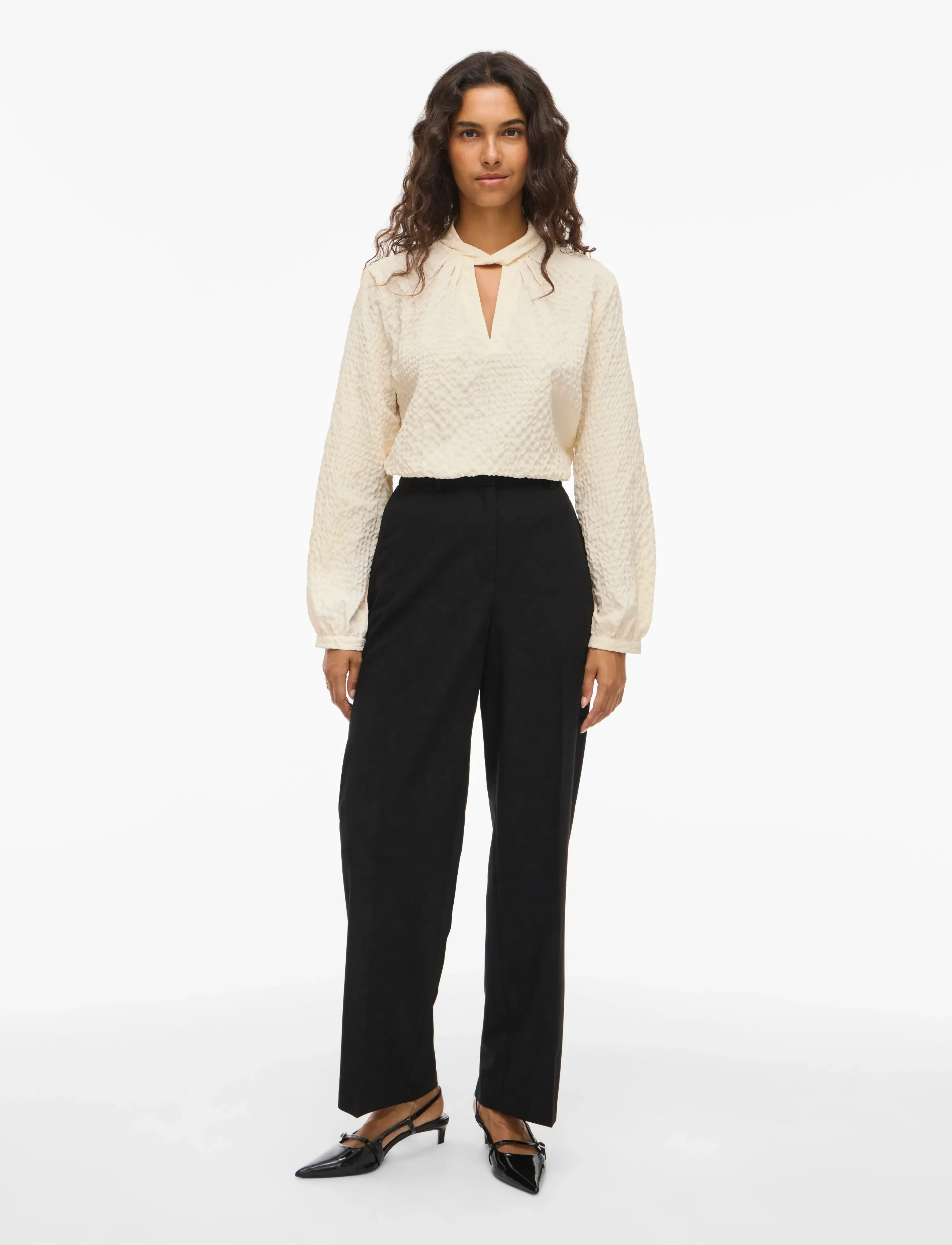 Vila - VIVEAMA L/S HIGH NECK TOP/PB - langærmede bluser - birch - 4