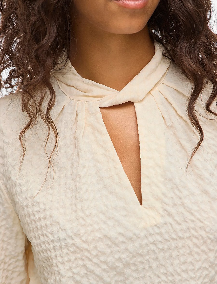 Vila - VIVEAMA L/S HIGH NECK TOP/PB - langärmelige blusen - birch - 5
