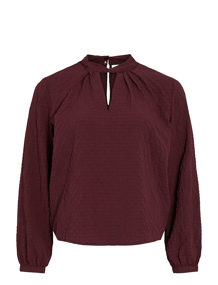 Vila - VIVEAMA L/S HIGH NECK TOP/PB - langärmelige blusen - fig - 1