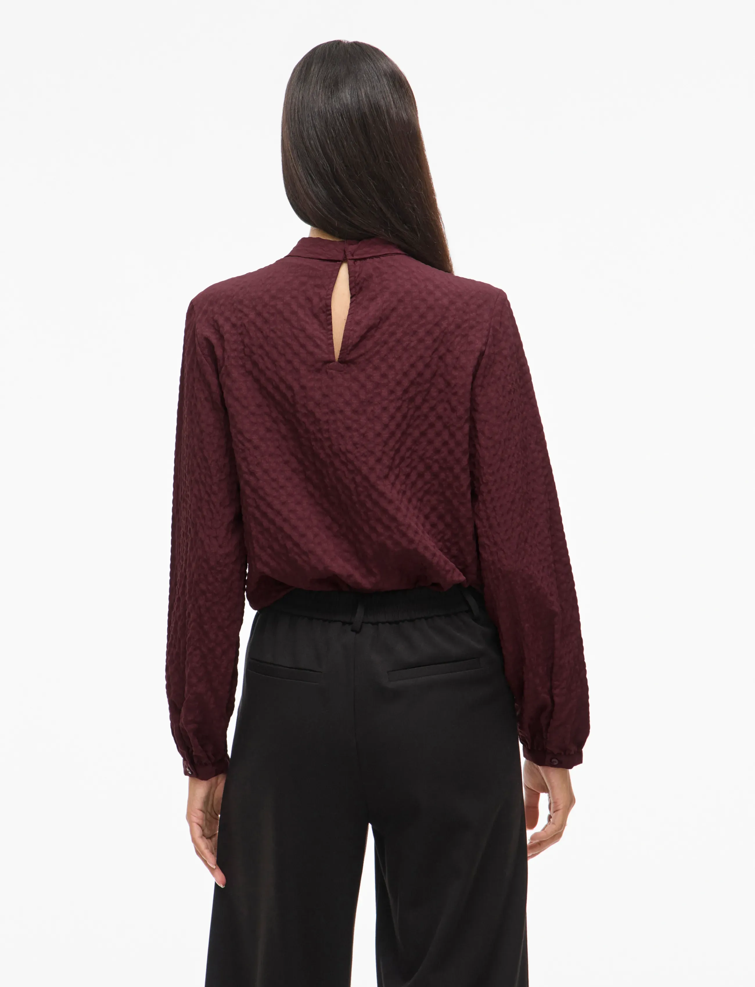 Vila - VIVEAMA L/S HIGH NECK TOP/PB - long sleeved blouses - fig - 3