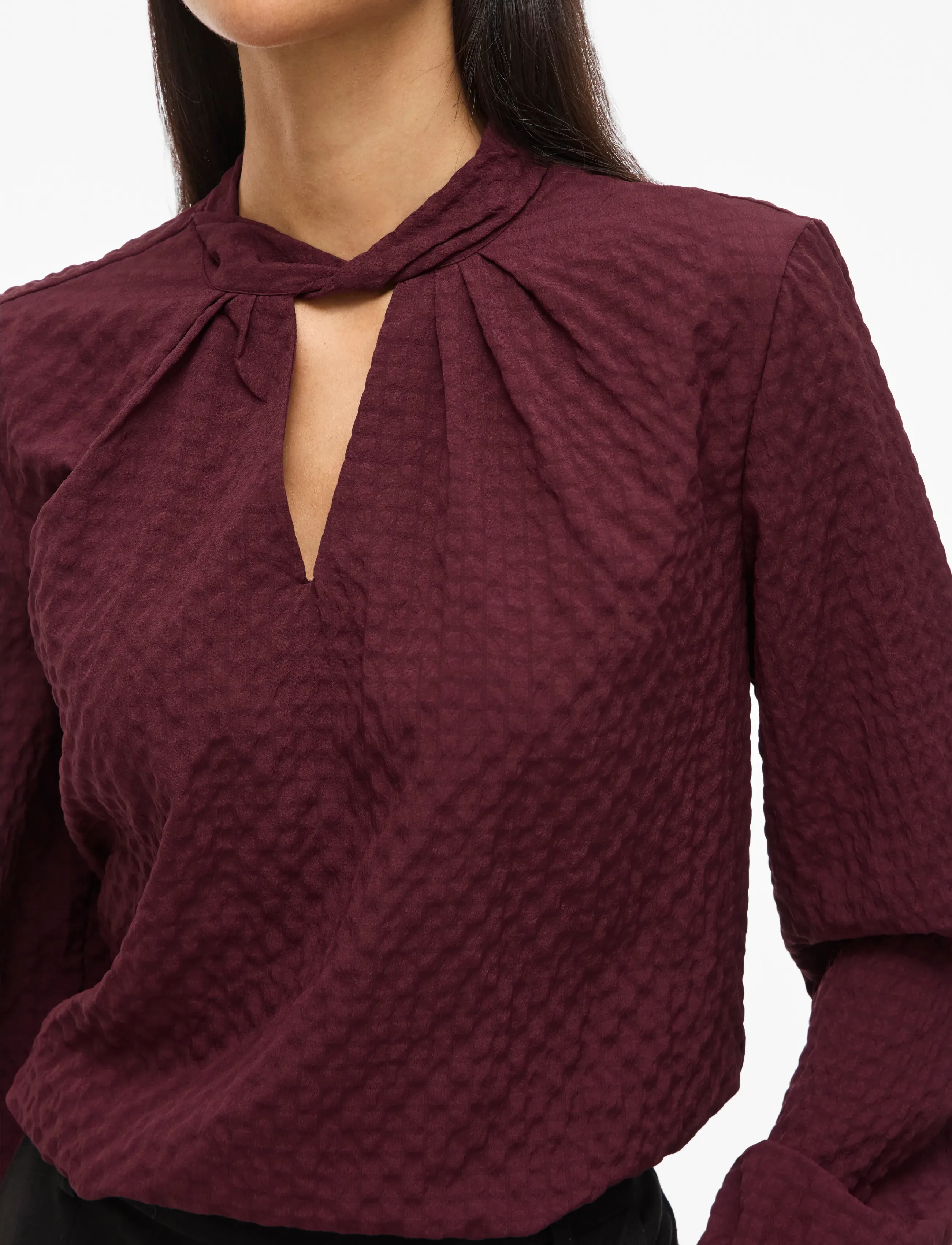 Vila - VIVEAMA L/S HIGH NECK TOP/PB - long sleeved blouses - fig - 5