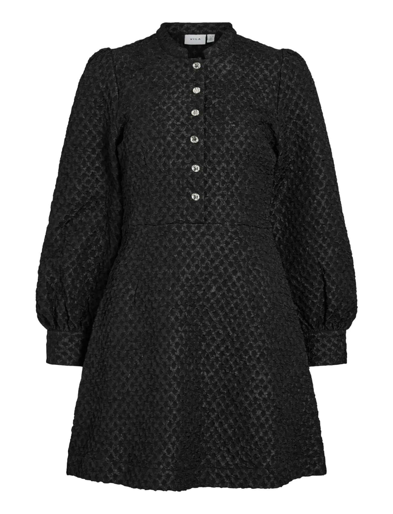 Vila Vitaliama L/S Jaqcuard Dress, 36, Black, Kjoler > Kort Kjole, Dame