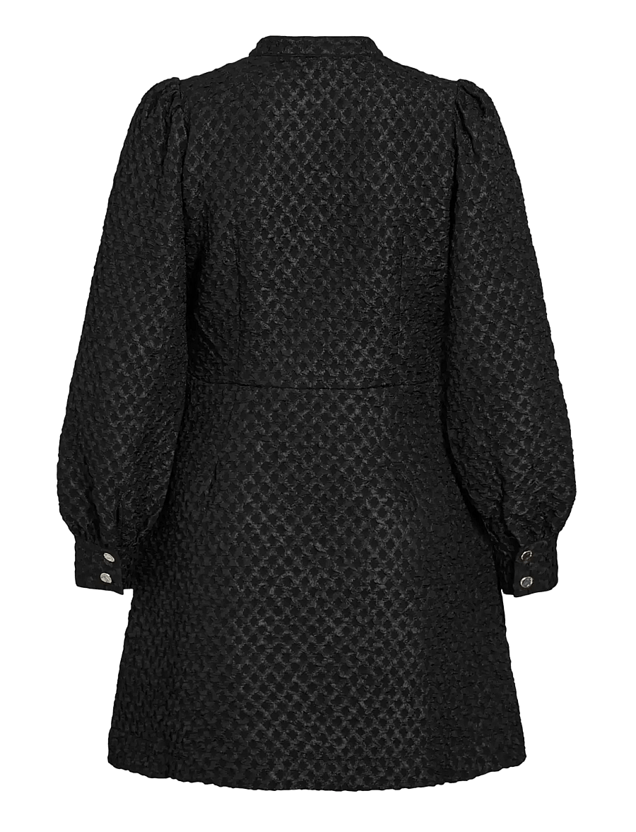 Vila - VITALIAMA L/S JAQCUARD DRESS - skjortekjoler - black beauty - 1
