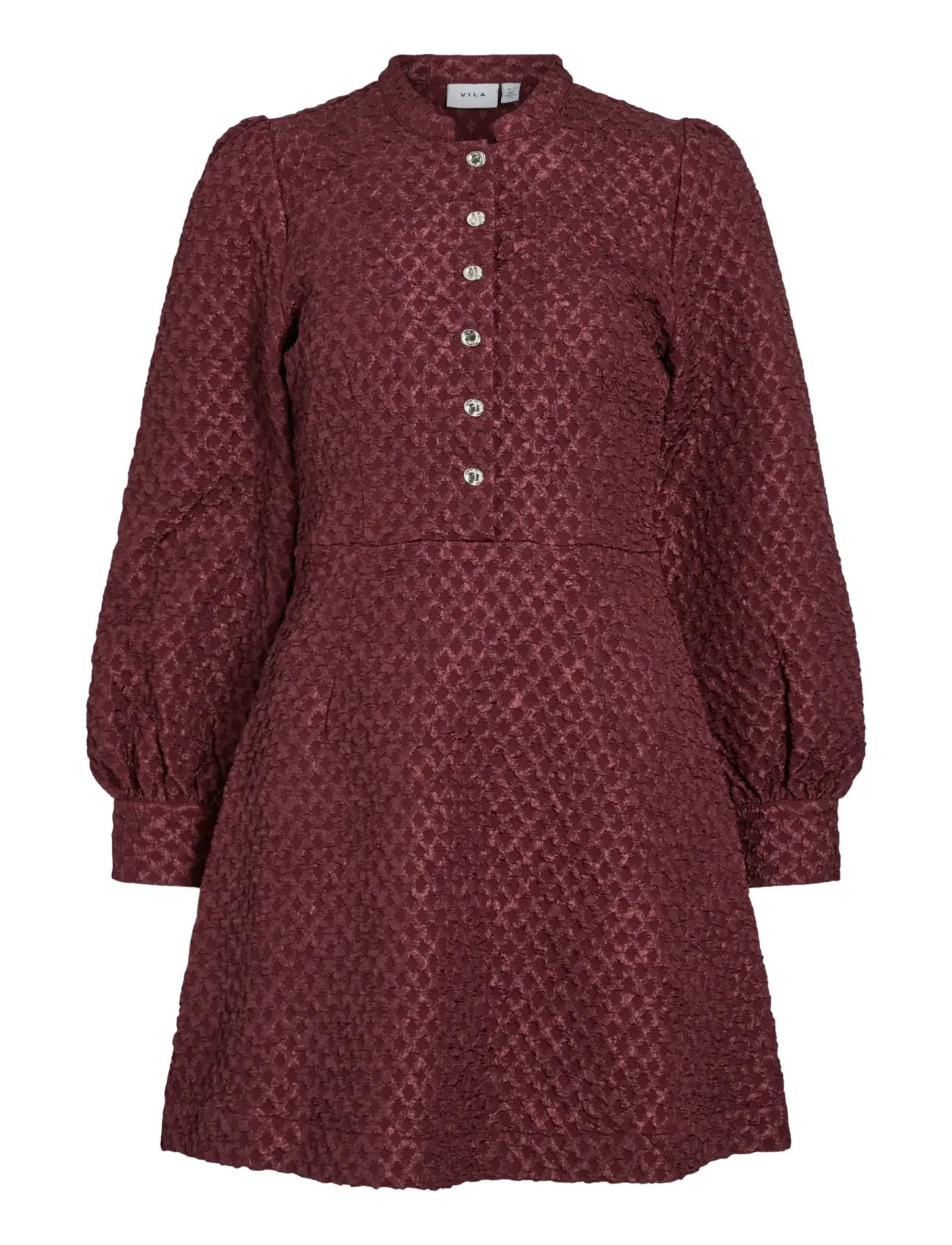 VILA Vitaliama L/S Jaqcuard Kleid Burgundy - 36 - Damen