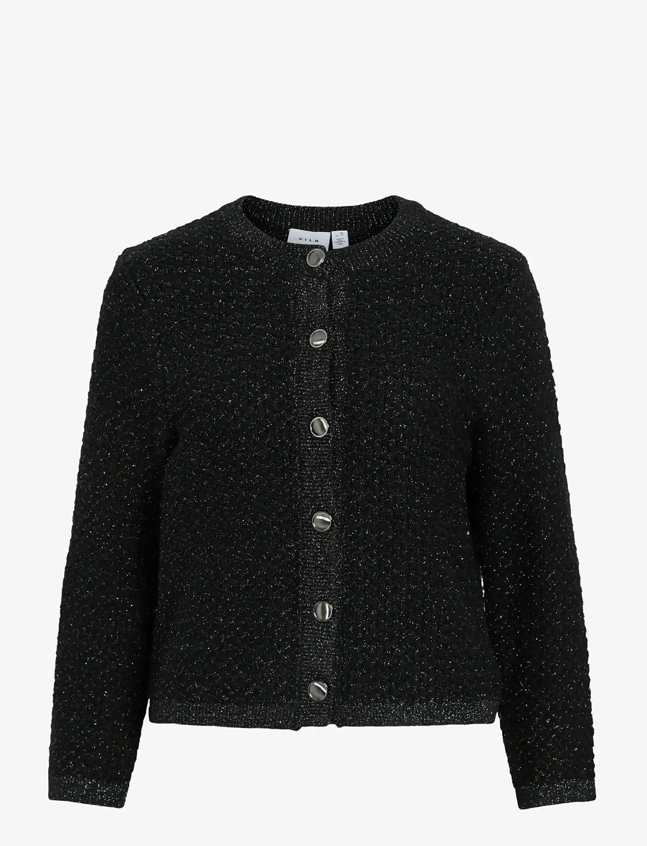 Vila - VIMALAY O-NECK L/S BUTTON KNIT CARDIGAN - bouclés - black beauty - 0