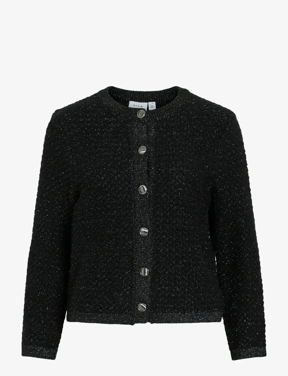 Vila - VIMALAY O-NECK L/S BUTTON KNIT CARDIGAN - boucles - black beauty - 0
