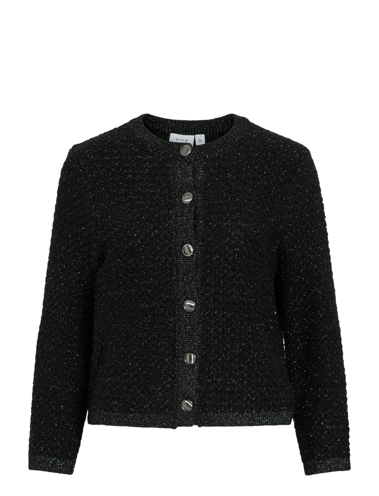 Vila - VIMALAY O-NECK L/S BUTTON KNIT CARDIGAN - blazere i bouclé - black beauty - 0