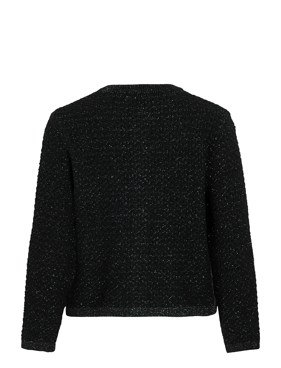 Vila - VIMALAY O-NECK L/S BUTTON KNIT CARDIGAN - blazere i bouclé - black beauty - 1