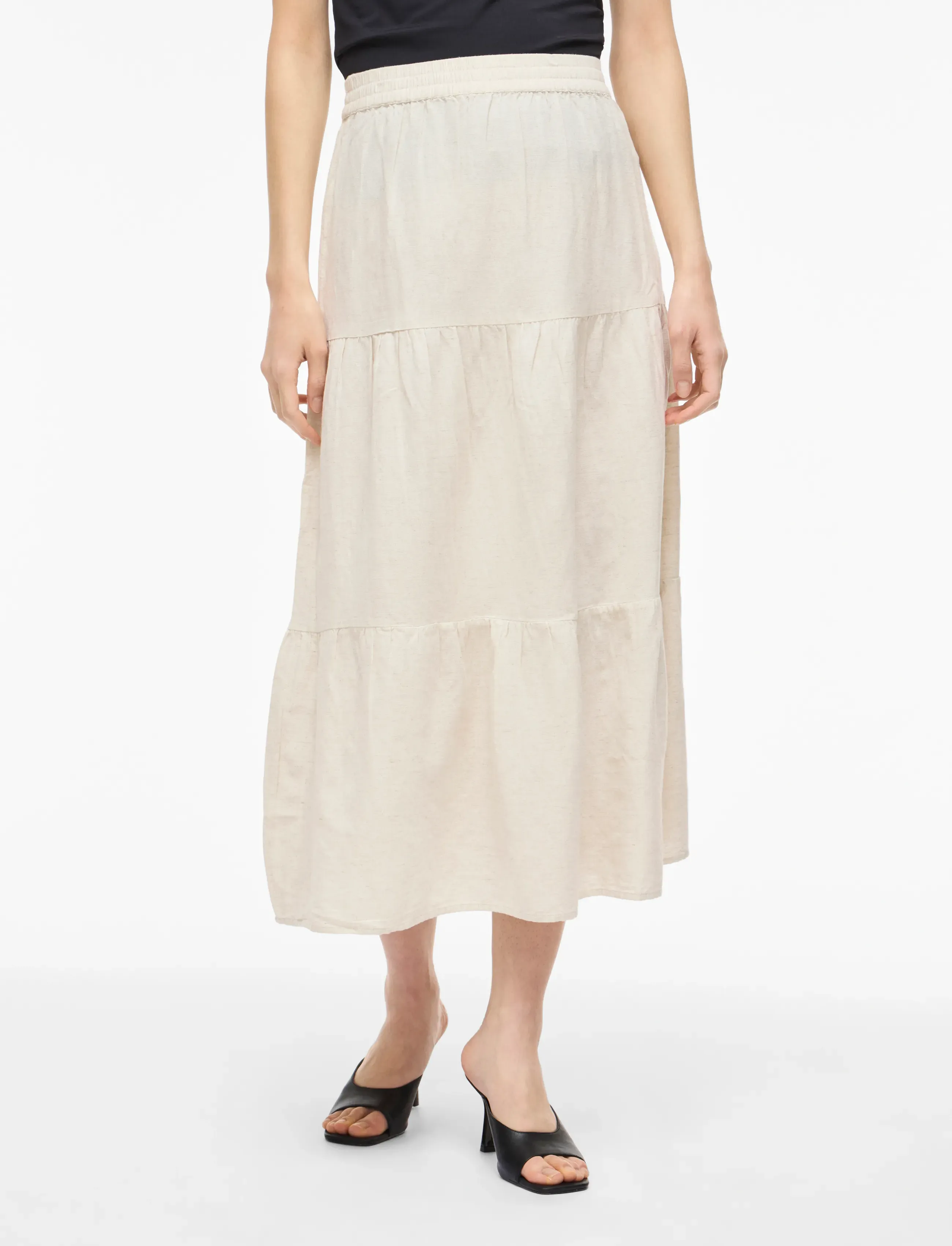 Vila VIPRISILLA HW ANKLE SKIRT - NOOS - Röcke - SUPER LIGHT NATURAL MELAN / cream