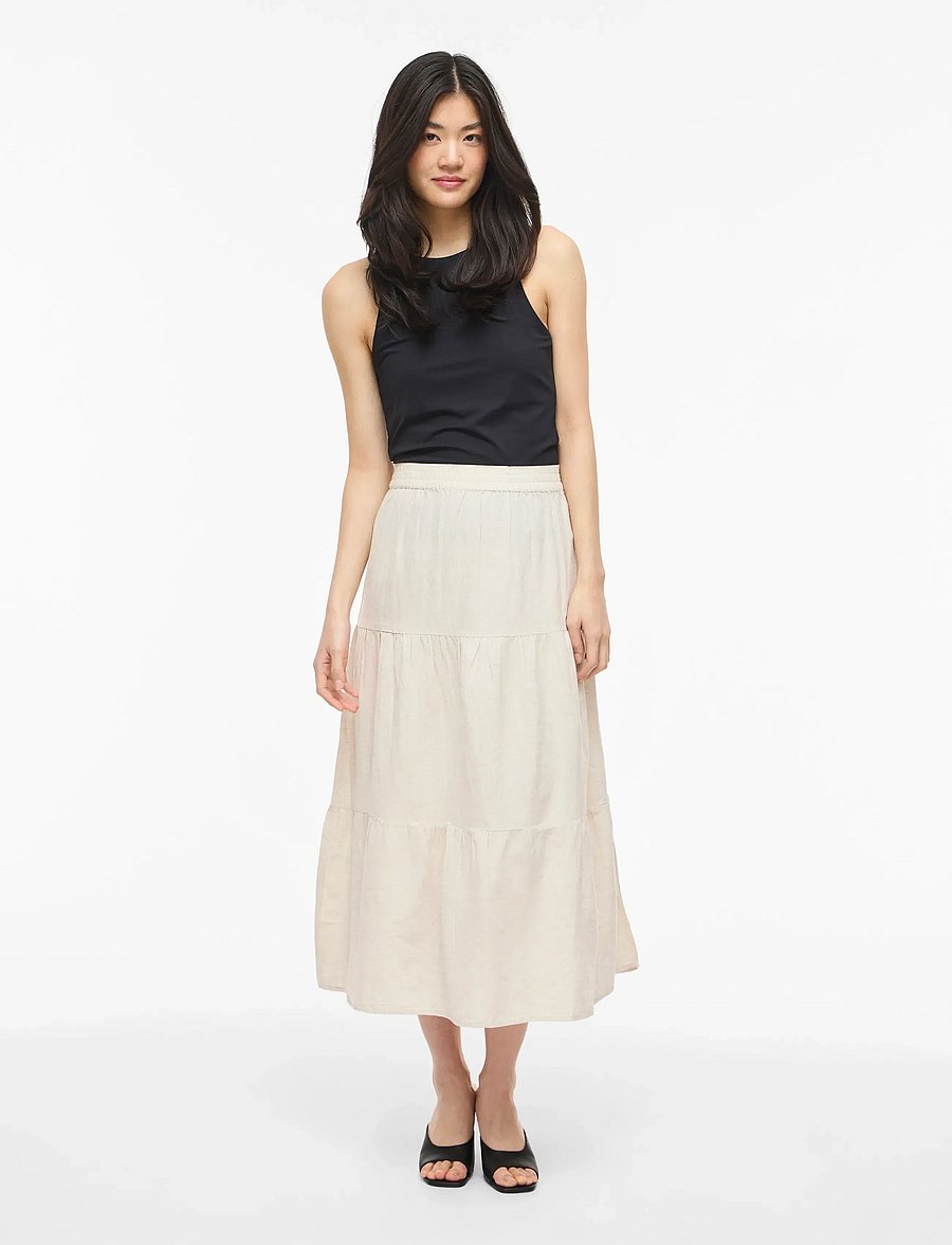 Vila - VIPRISILLA HW ANKLE SKIRT - NOOS - maxi nederdele - super light natural melan - 4