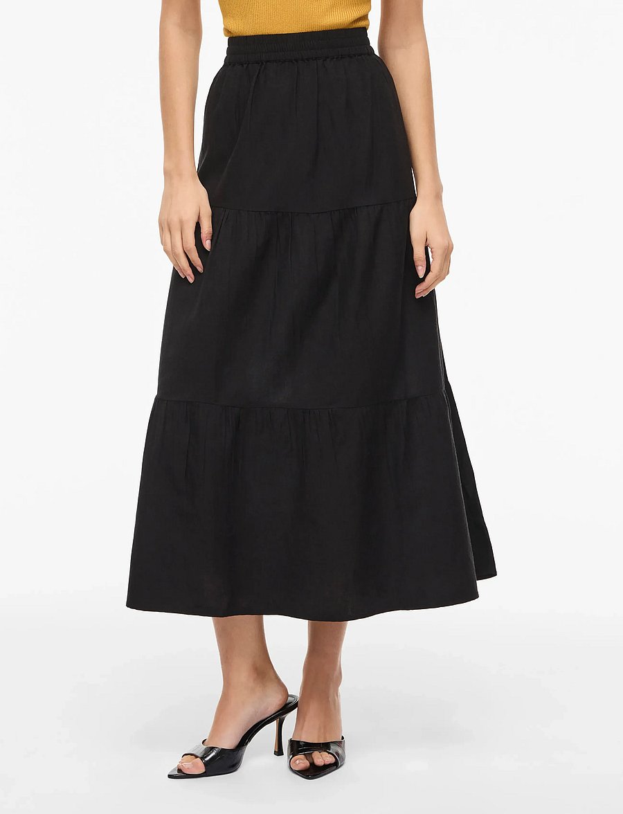 Vila - VIPRISILLA HW ANKLE SKIRT - NOOS - maxi skirts - black beauty - 0
