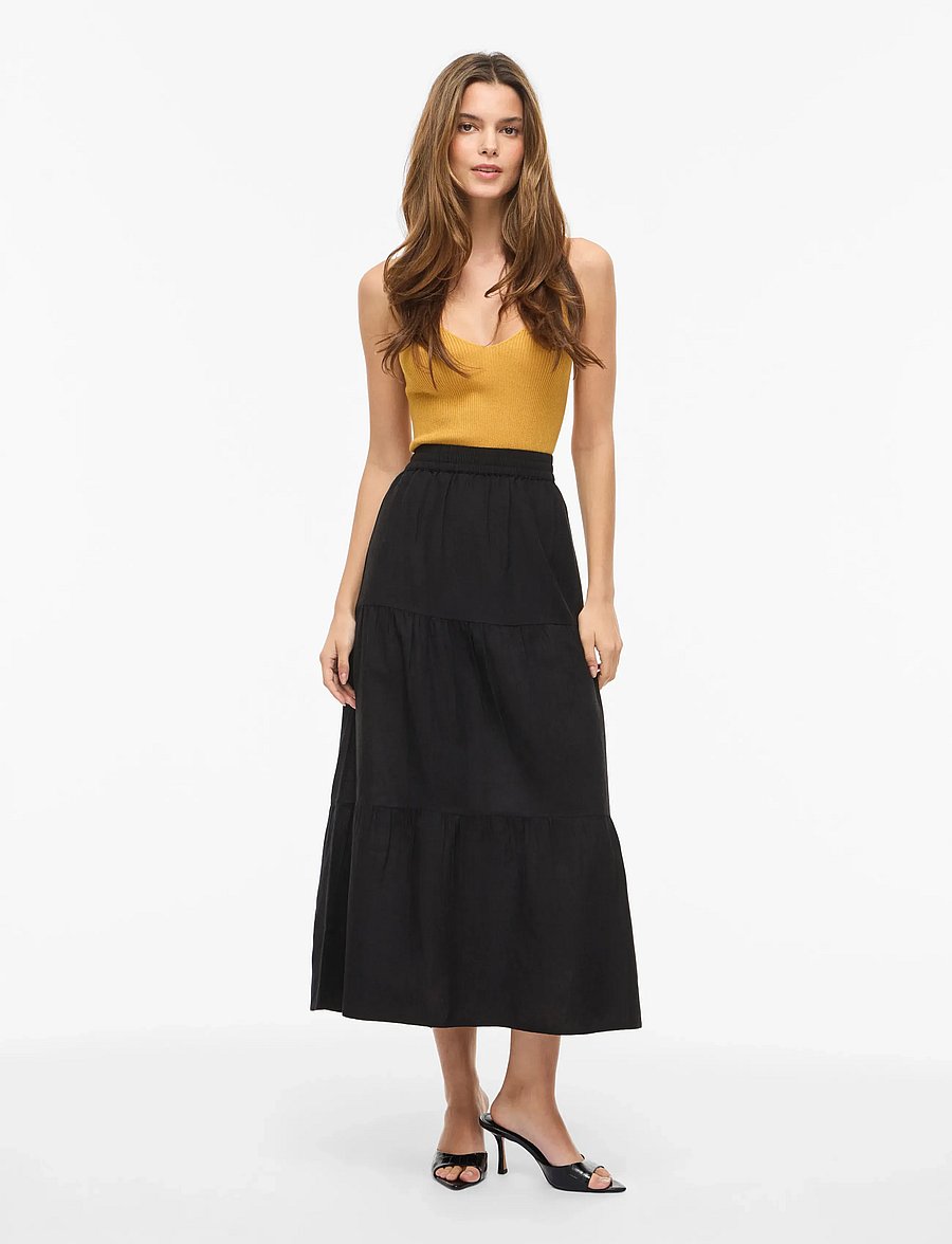 Vila - VIPRISILLA HW ANKLE SKIRT - NOOS - maxi skirts - black beauty - 4