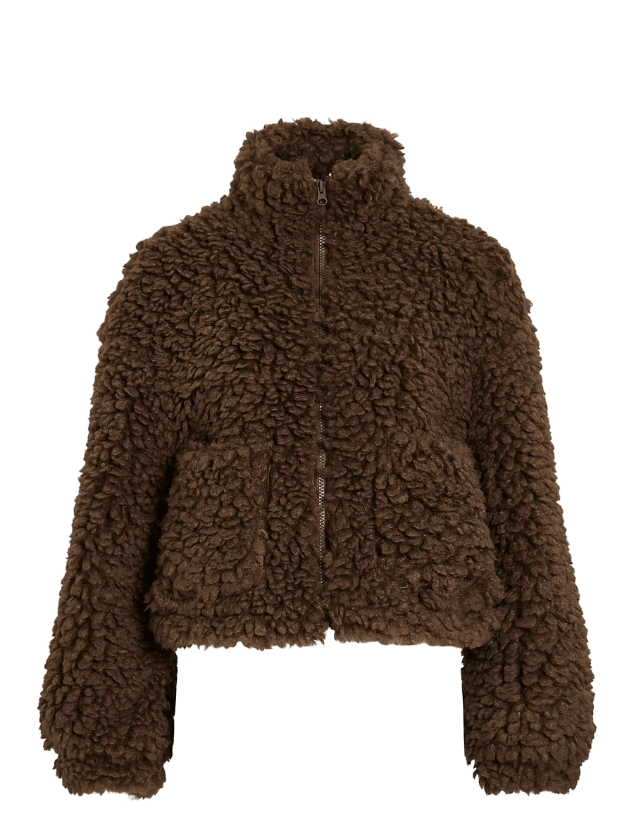 Vila - VIFIOLA L/S SHORT JACKET - kunstpelz - coffee bean - 0