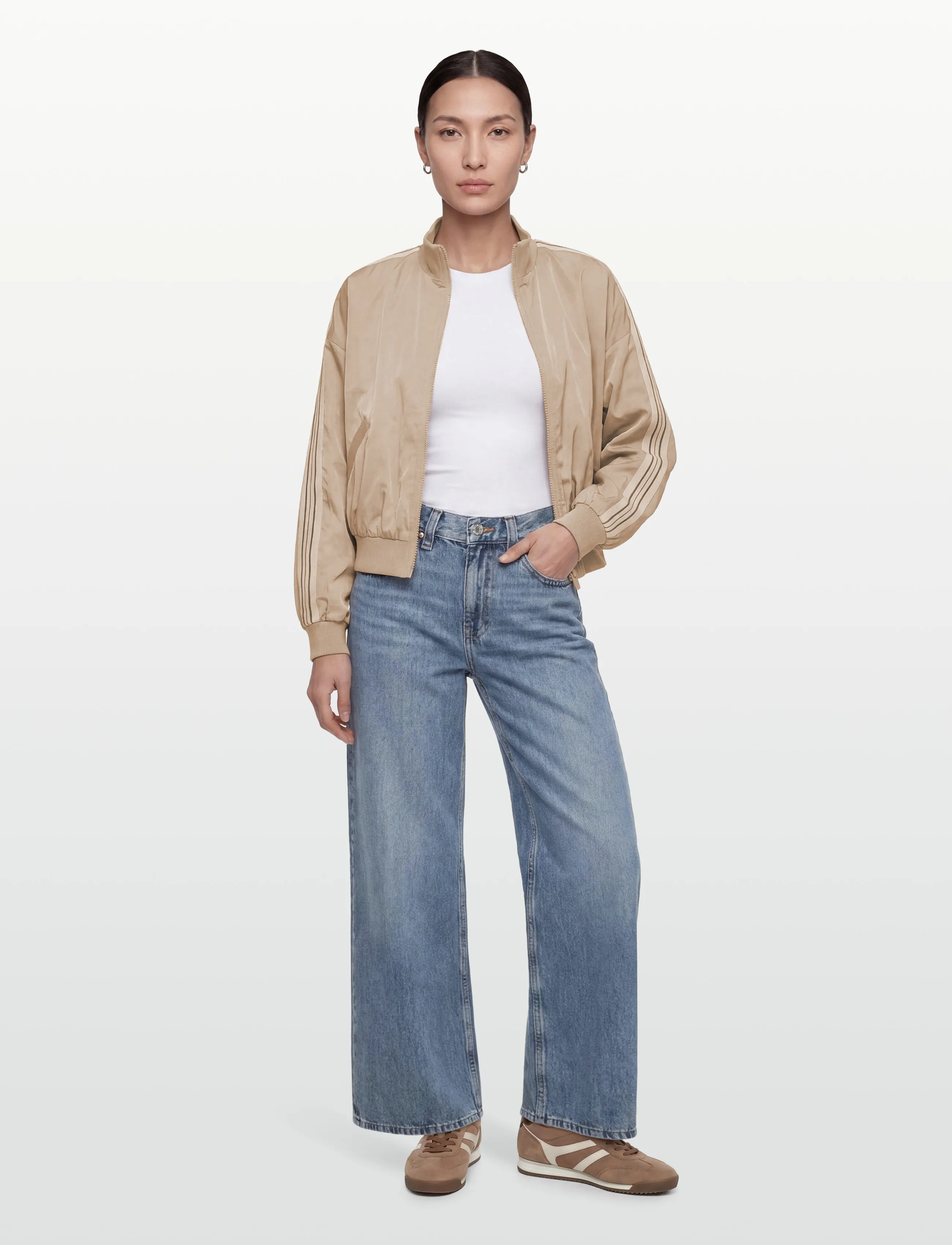 Vila Vihaba Bomber Jacket, 38, Beige, Sport Jackets > Sport Casual Jackets, Dame