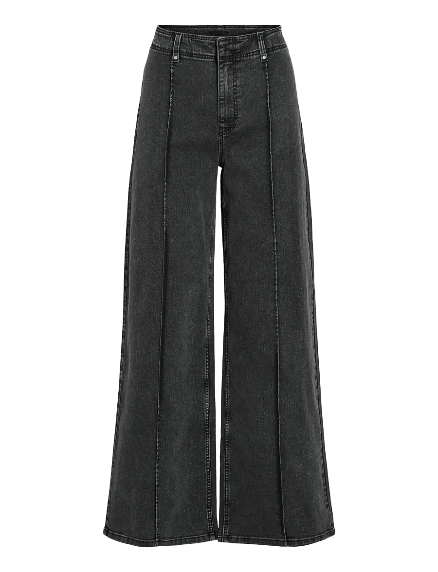 Vila - VIALBA HW WIDE JEANS DGD NUS570 - hosen mit weitem bein - dark grey denim - 0