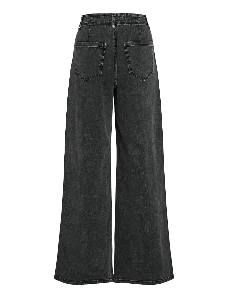 Vila - VIALBA HW WIDE JEANS DGD NUS570 - hosen mit weitem bein - dark grey denim - 1