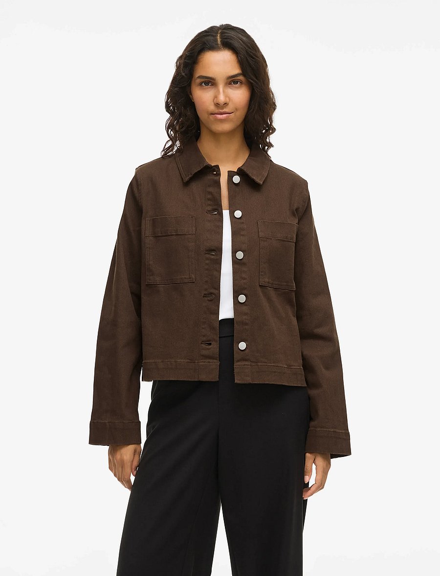 Vila - VICHIA NEW L/S JACKET - overshirts - demitasse - 4