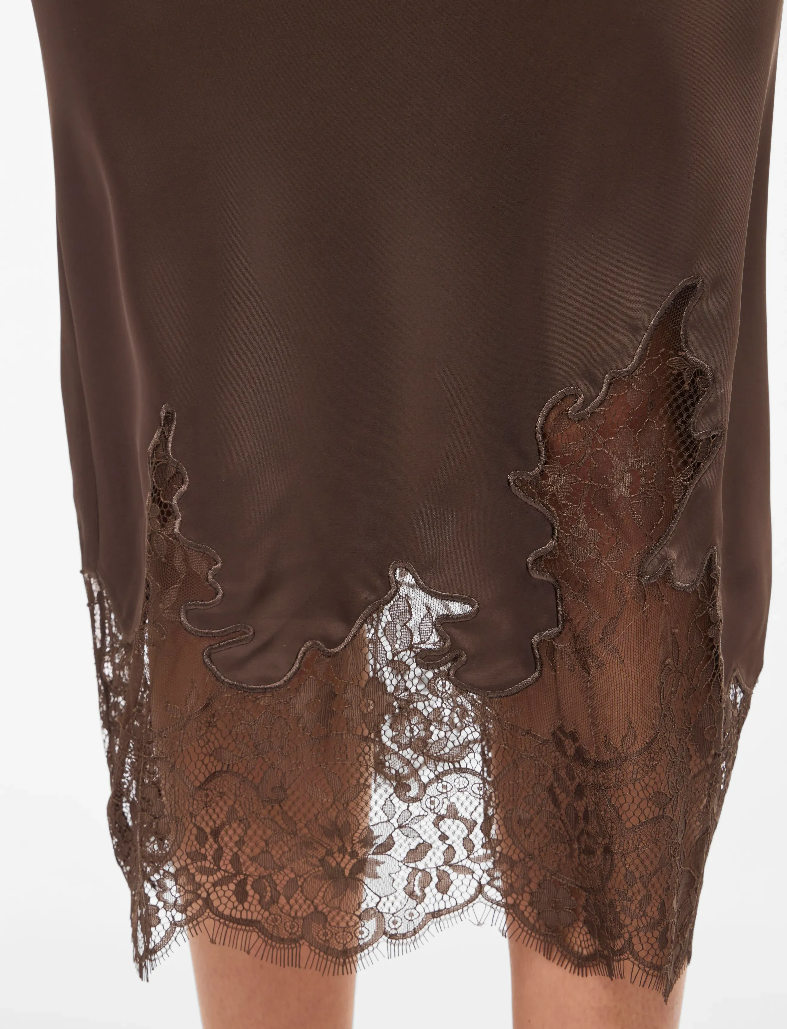 Vila - VISABEL HW MIDI LACE DETAIL SKIRT - chocolate brown - 5