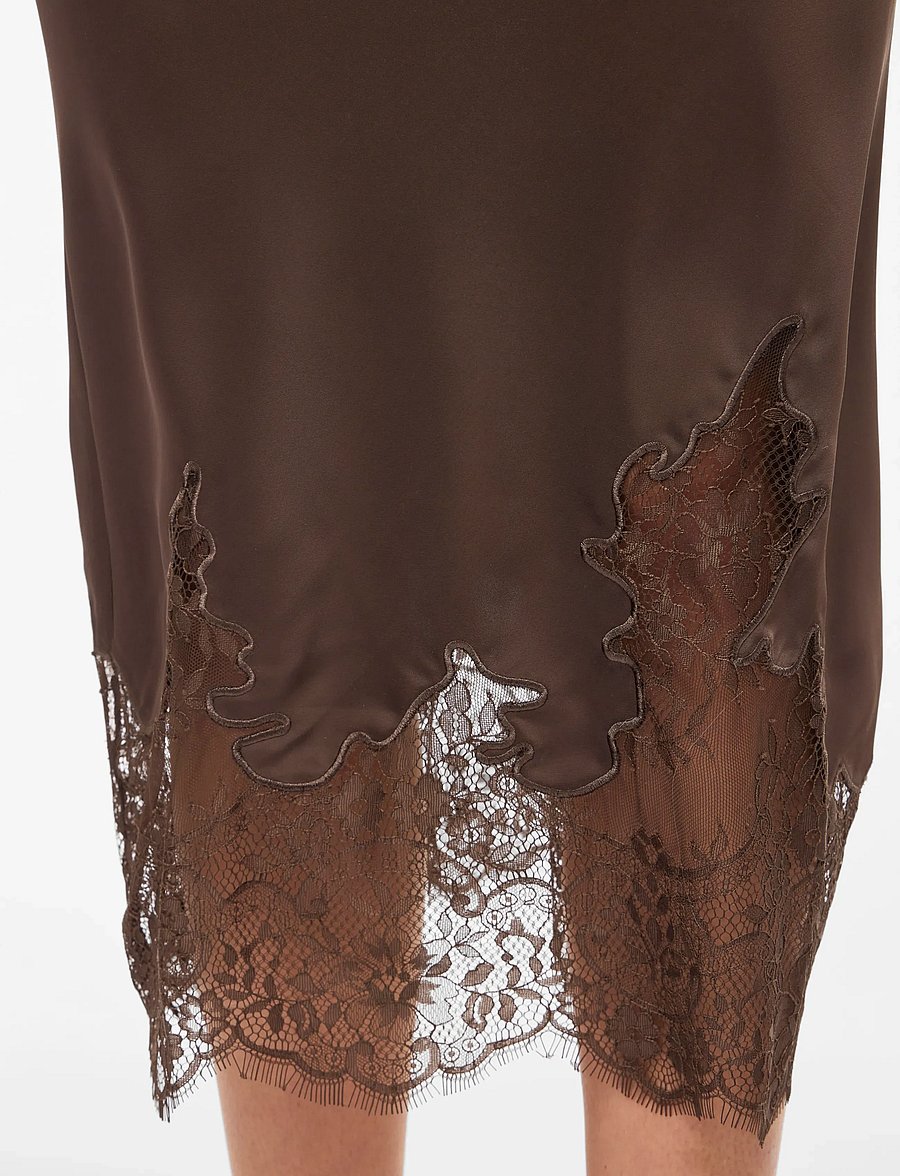 Vila - VISABEL HW MIDI LACE DETAIL SKIRT - chocolate brown - 5