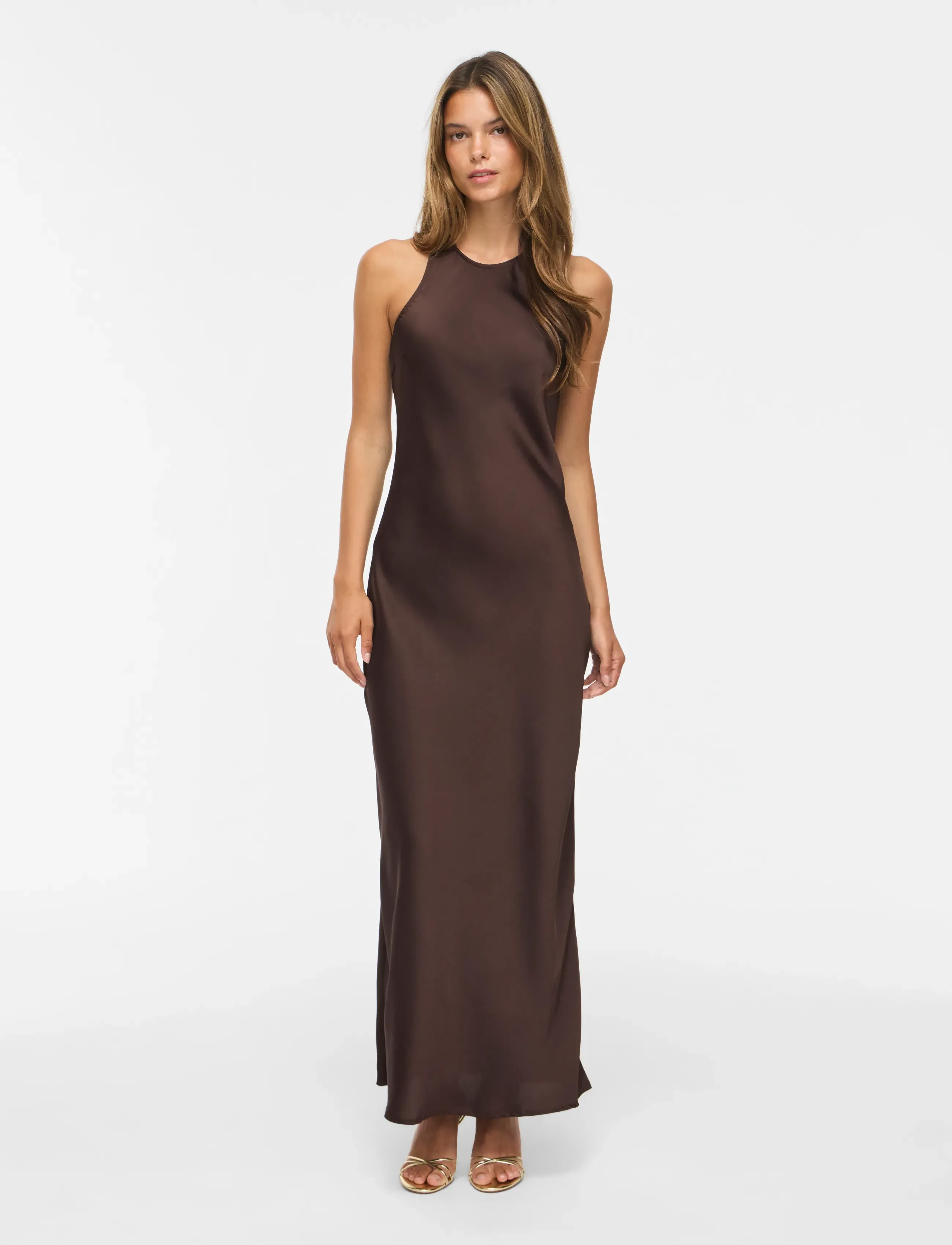 Vila Viravenna S/L Ankle Dress - Noos/Oc, 42, Brown, Kjoler > Maxikjole, Dame