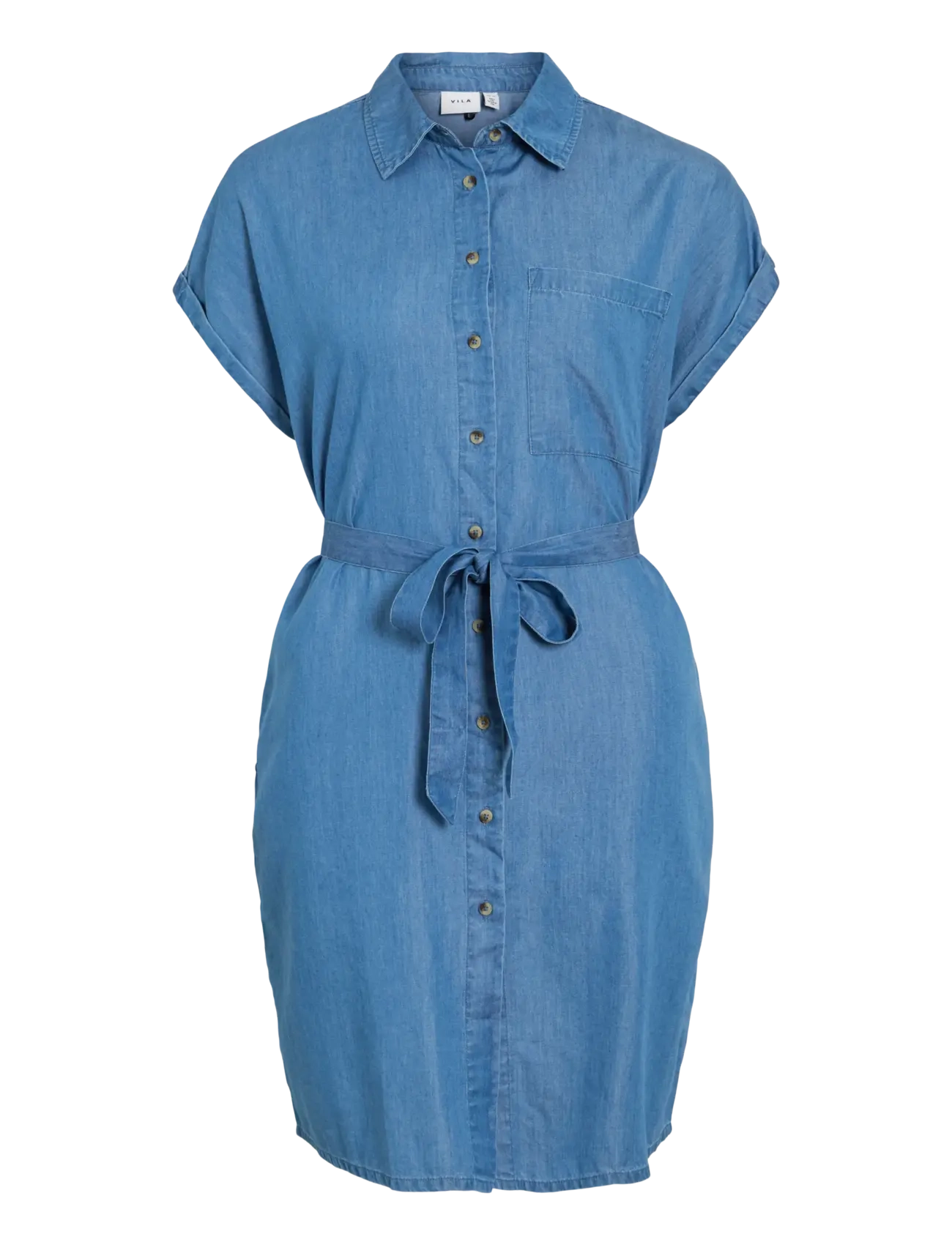 Vila VINORI S/S SHIRT DRESS - NOOS - Särkkleidid - MEDIUM BLUE DENIM / blue