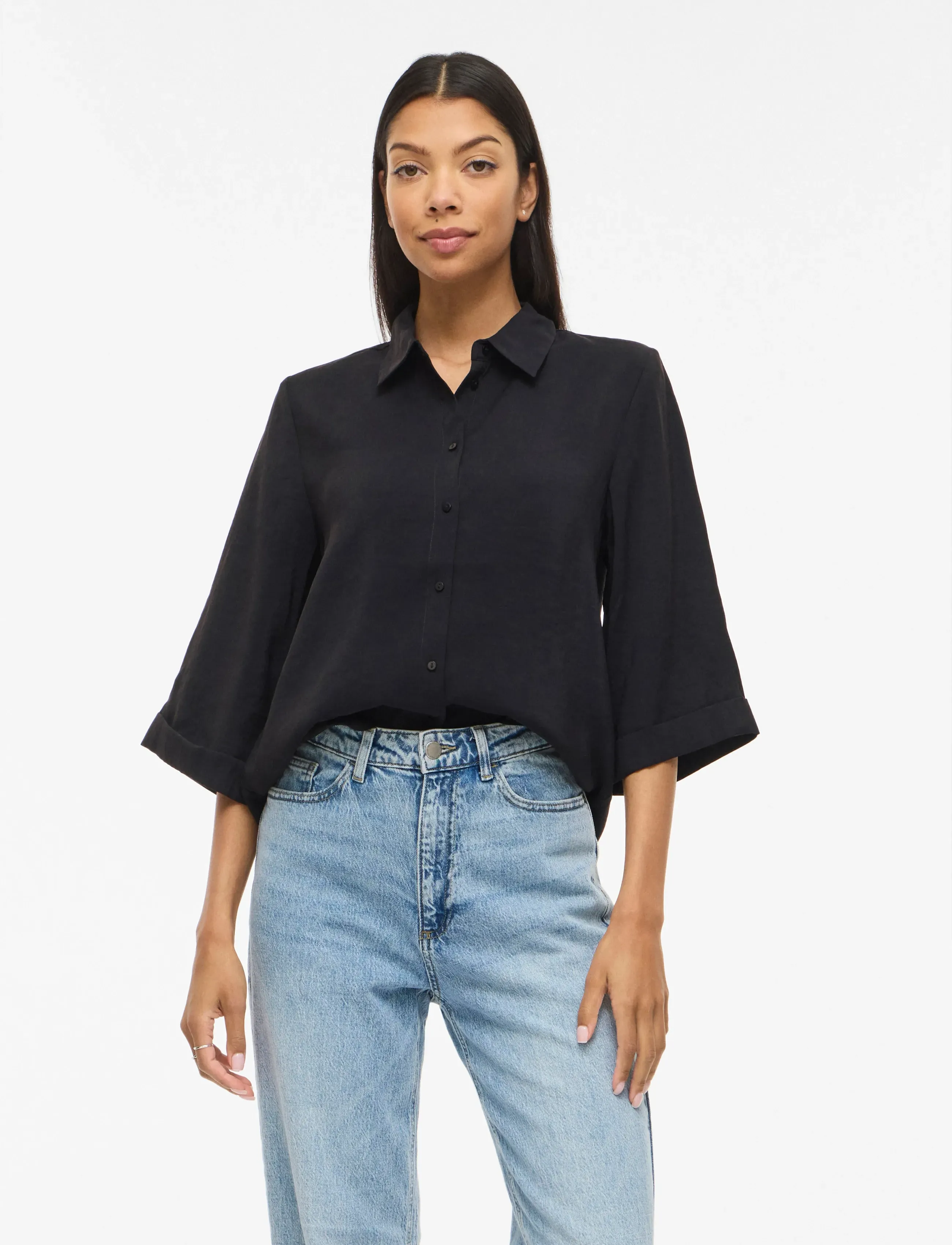 Vila VIHULA 3/4 SHIRT - NOOS - Blūzes un krekli - BLACK BEAUTY / black