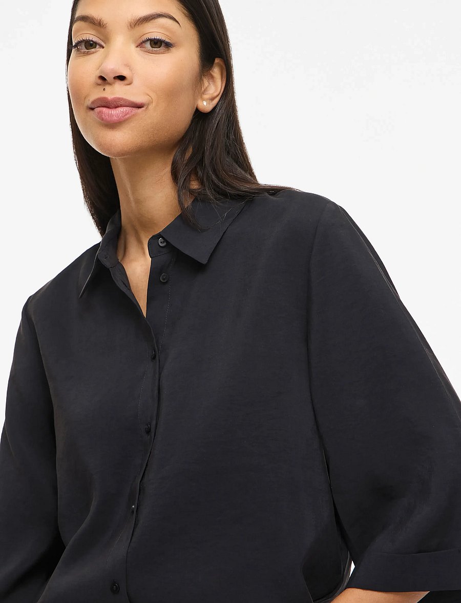 Vila - VIHULA 3/4 SHIRT - NOOS - kortärmade skjortor - black beauty - 5