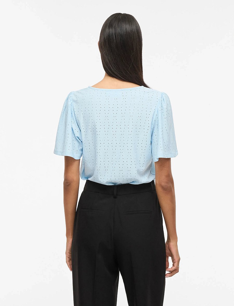 Vila - VIBELLI O-NECK S/S TOP - NOOS - lühikeste varrukatega pluusid - nantucket breeze - 3
