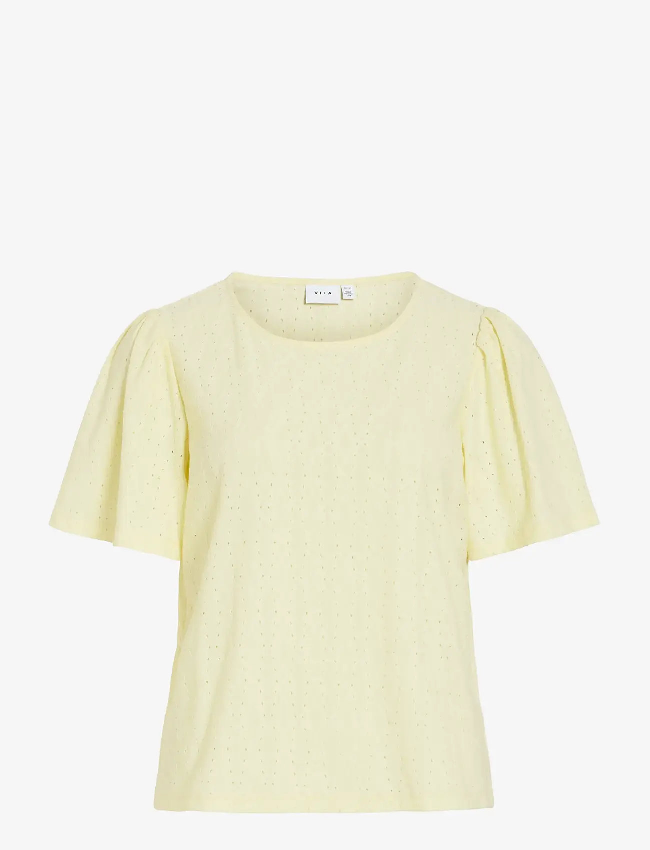 Vila - VIBELLI O-NECK S/S TOP - NOOS - kortærmede bluser - pastel yellow - 1