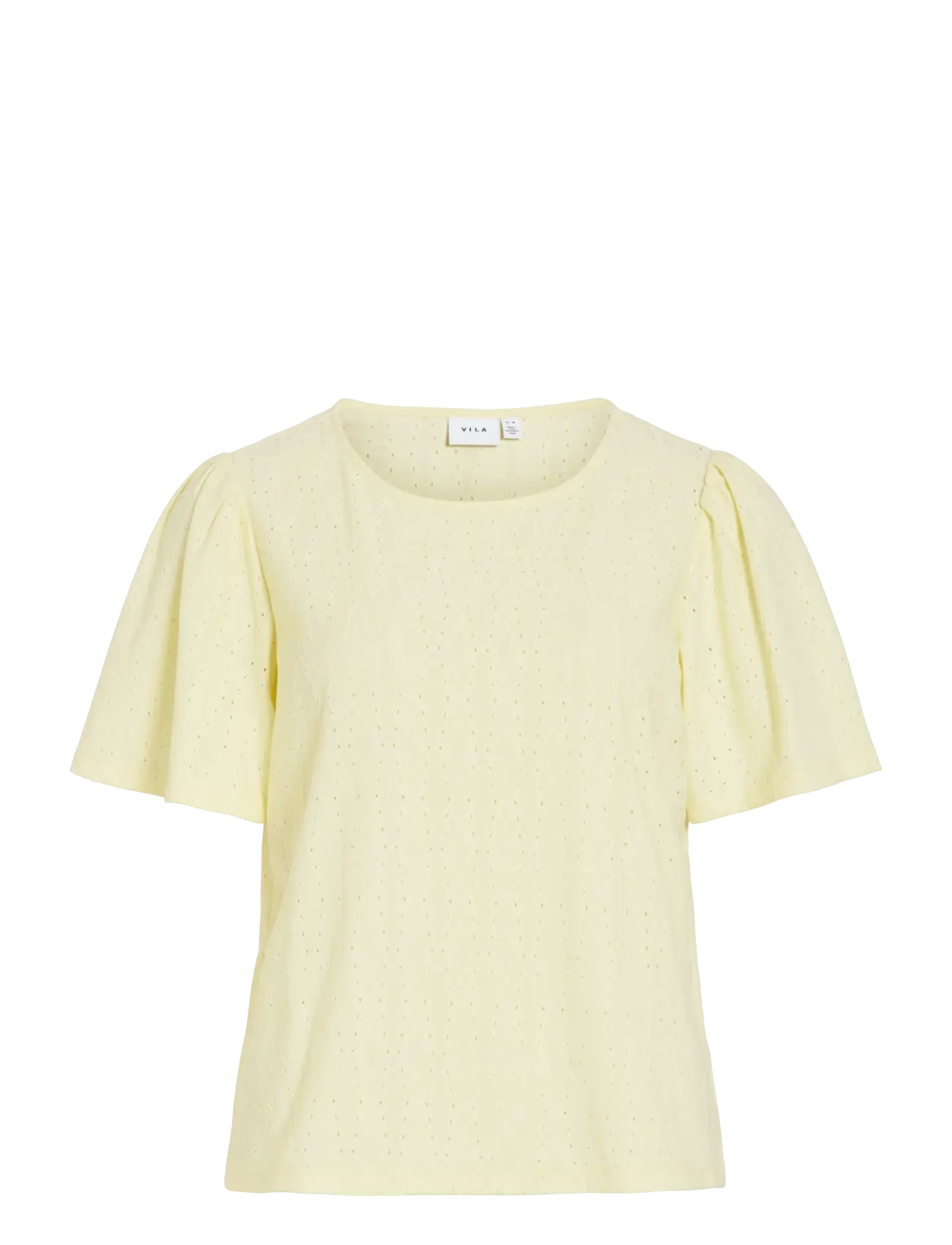 Vila VIBELLI O-NECK S/S TOP - NOOS - Tøj - PASTEL YELLOW / yellow