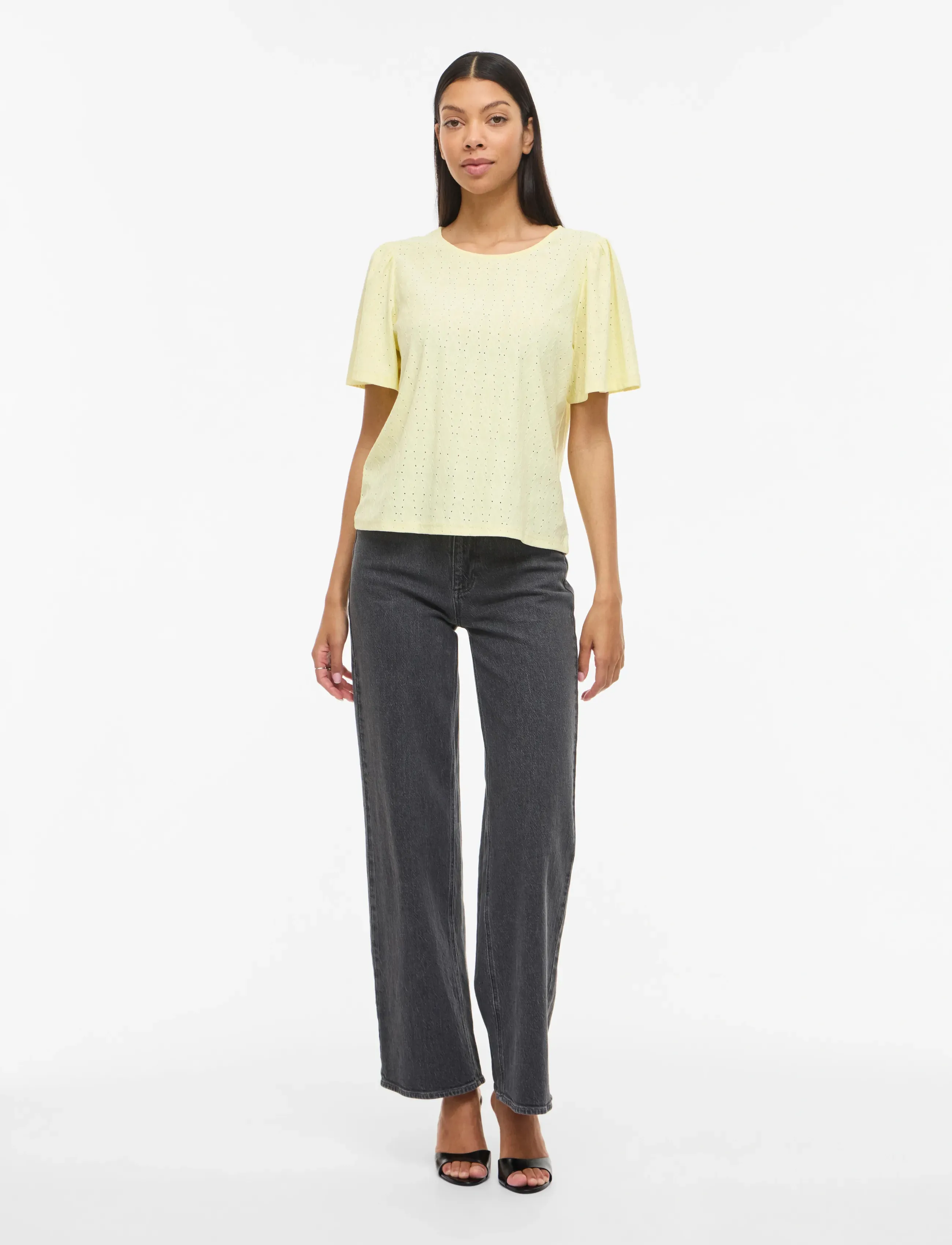Vila - VIBELLI O-NECK S/S TOP - NOOS - kortærmede bluser - pastel yellow - 4