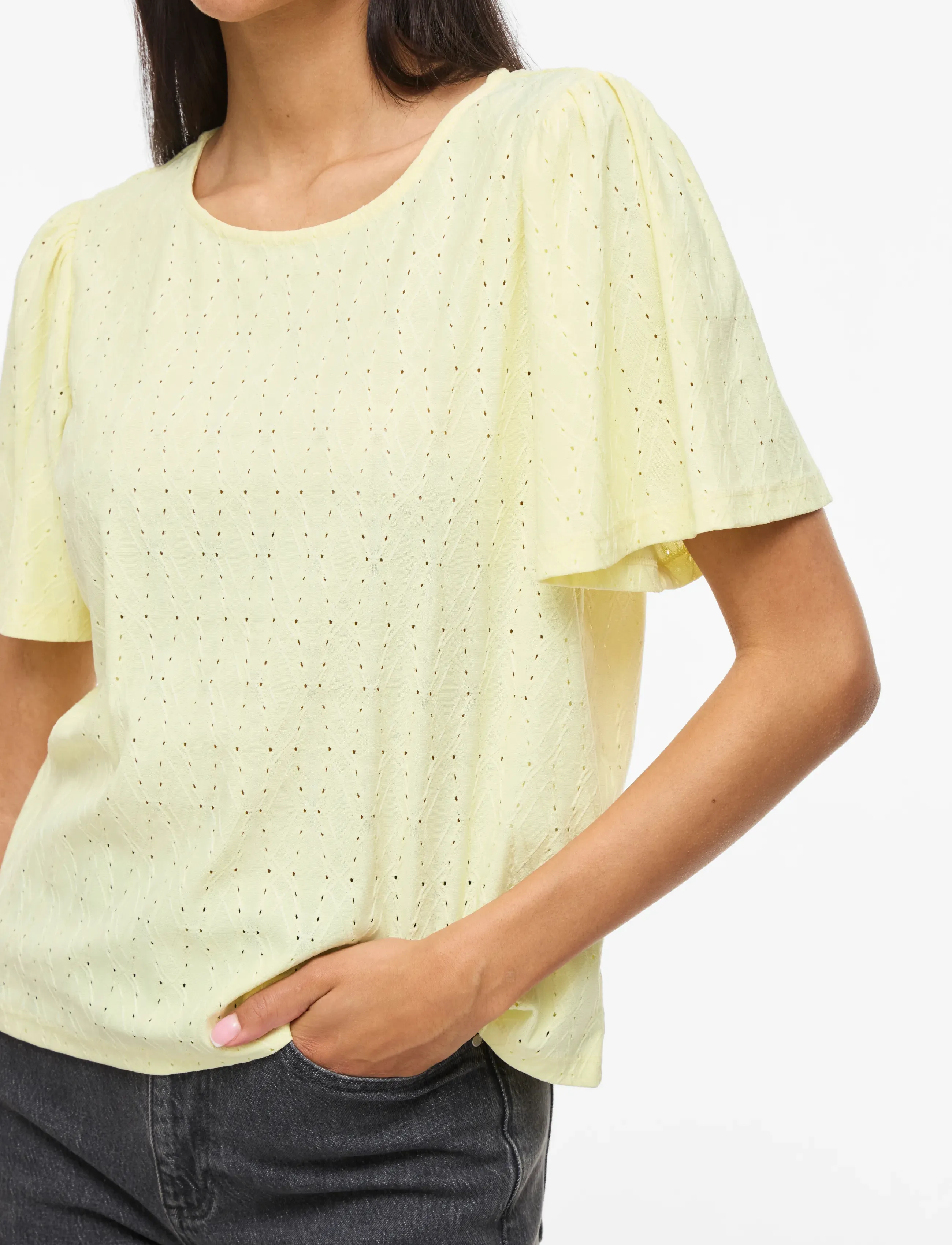 Vila - VIBELLI O-NECK S/S TOP - NOOS - kortærmede bluser - pastel yellow - 5