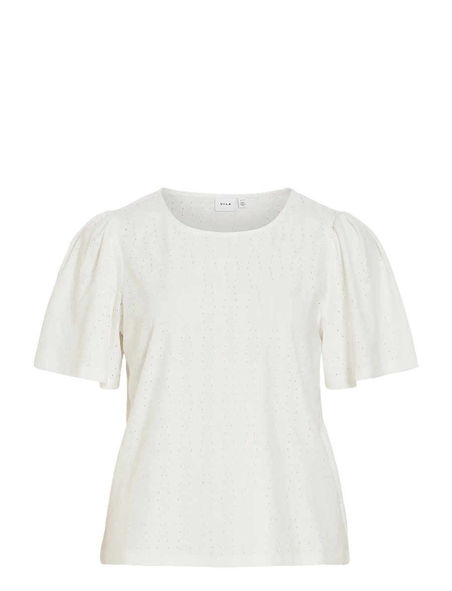 Vila - VIBELLI O-NECK S/S TOP - NOOS - palaidinės trumpomis rankovėmis - snow white - 1