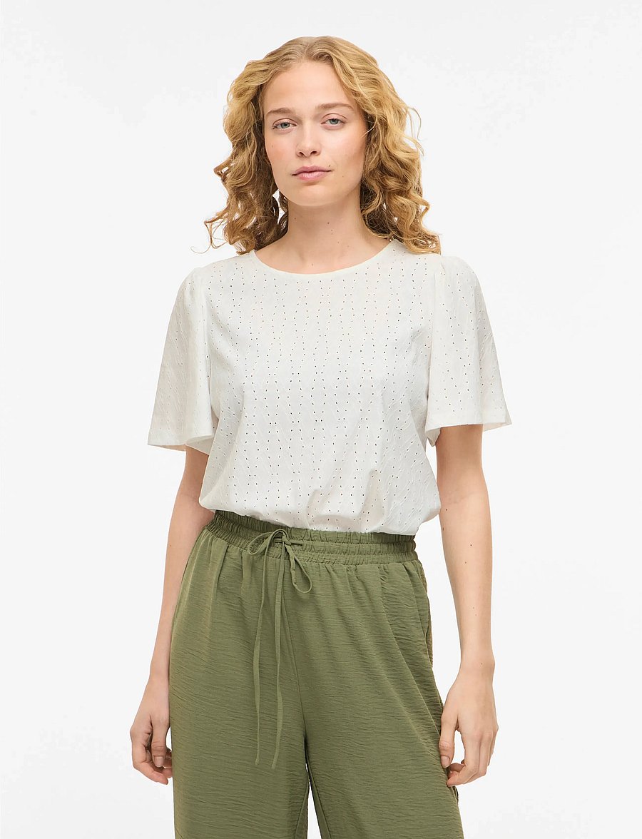 Vila - VIBELLI O-NECK S/S TOP - NOOS - palaidinės trumpomis rankovėmis - snow white - 0