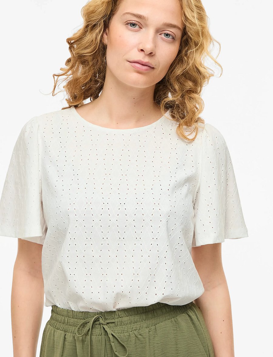 Vila - VIBELLI O-NECK S/S TOP - NOOS - palaidinės trumpomis rankovėmis - snow white - 5