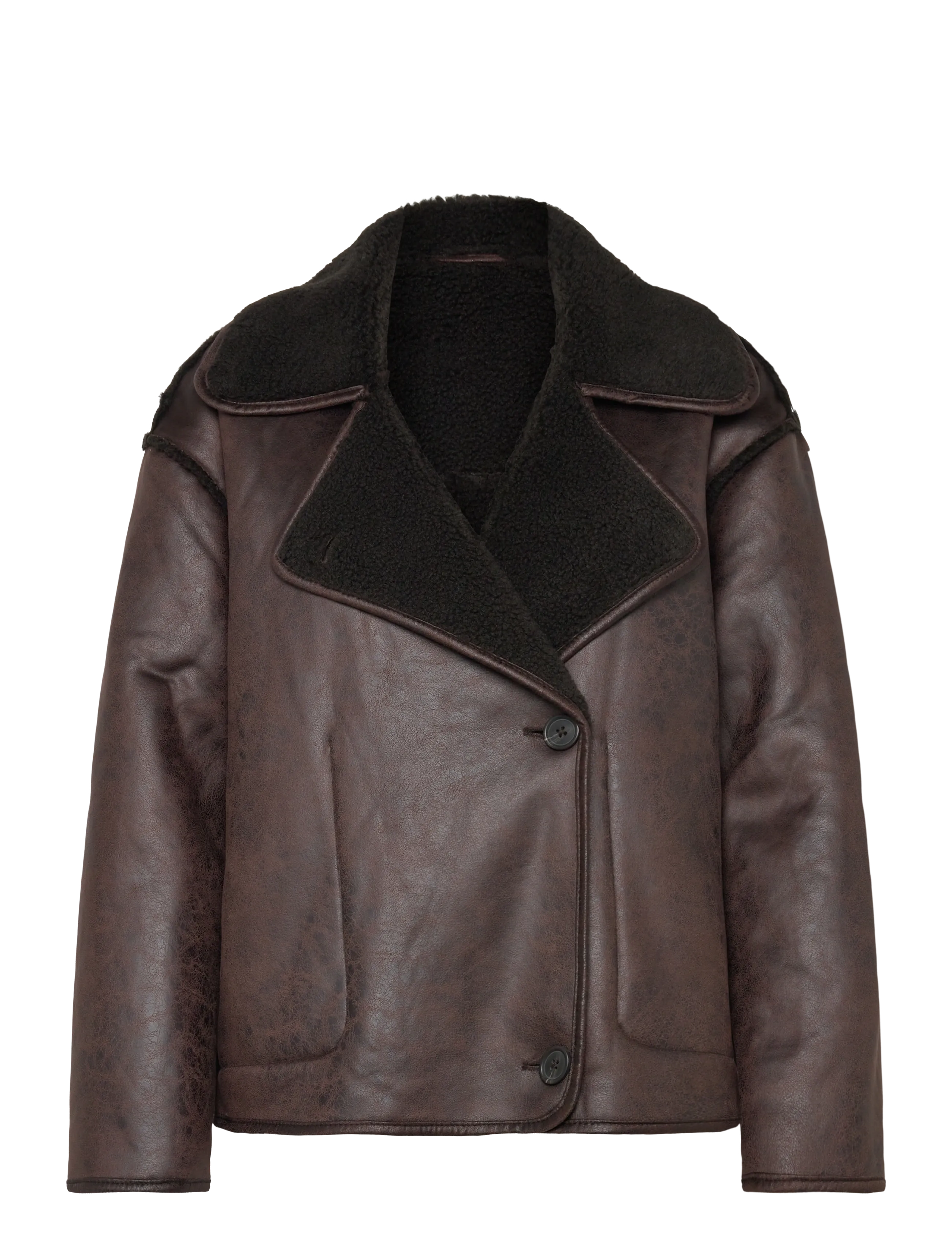 Vila VIKADERA L/S SHEARLING JACKET - Jakker & Frakker - DEMITASSE / black