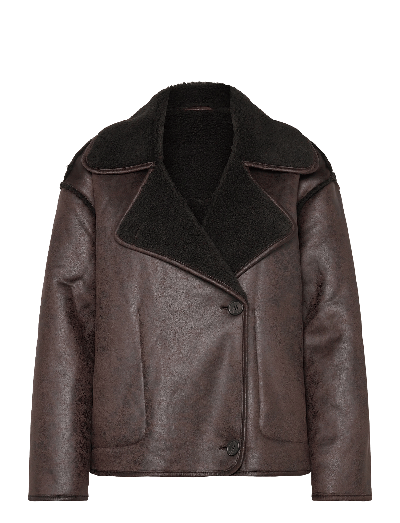 VIKADERA L/S SHEARLING JACKET - DEMITASSE