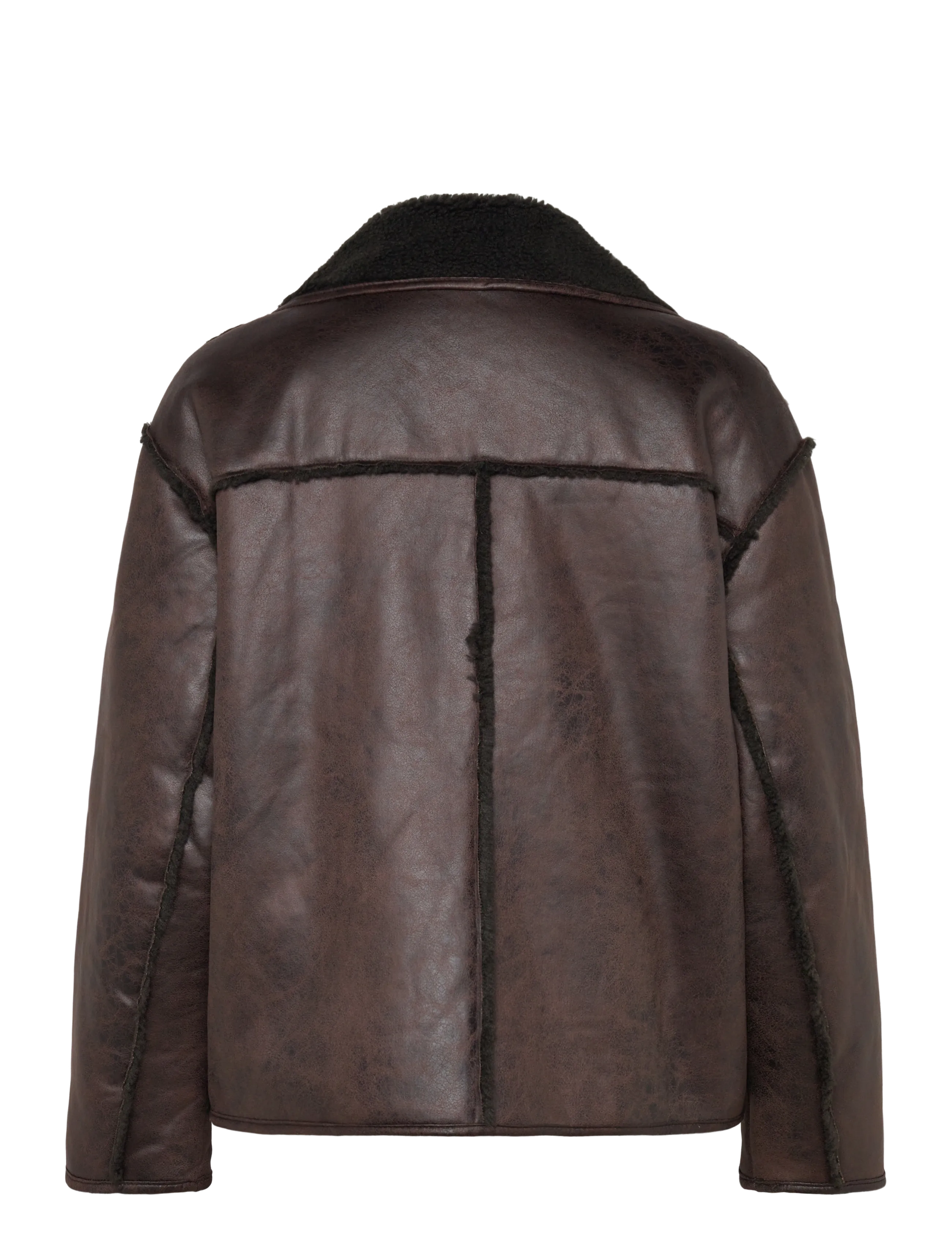 Vila - VIKADERA L/S SHEARLING JACKET - leather jackets - demitasse - 1