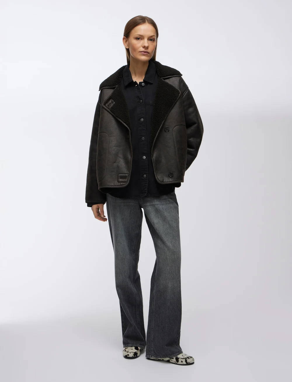 Vila - VIKADERA L/S SHEARLING JACKET - Ādas virsjakas - demitasse - 2
