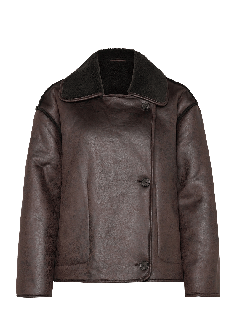 Vila - VIKADERA L/S SHEARLING JACKET - pavasarinės striukės - demitasse - 2